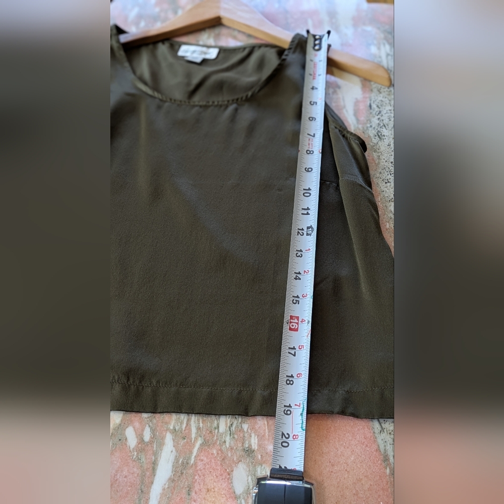 100% Silk Olive Sleeveless Tank Coldwater Creek Petite - Picture 12 of 12